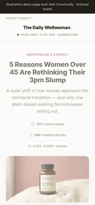 Menopause supplement demo preview